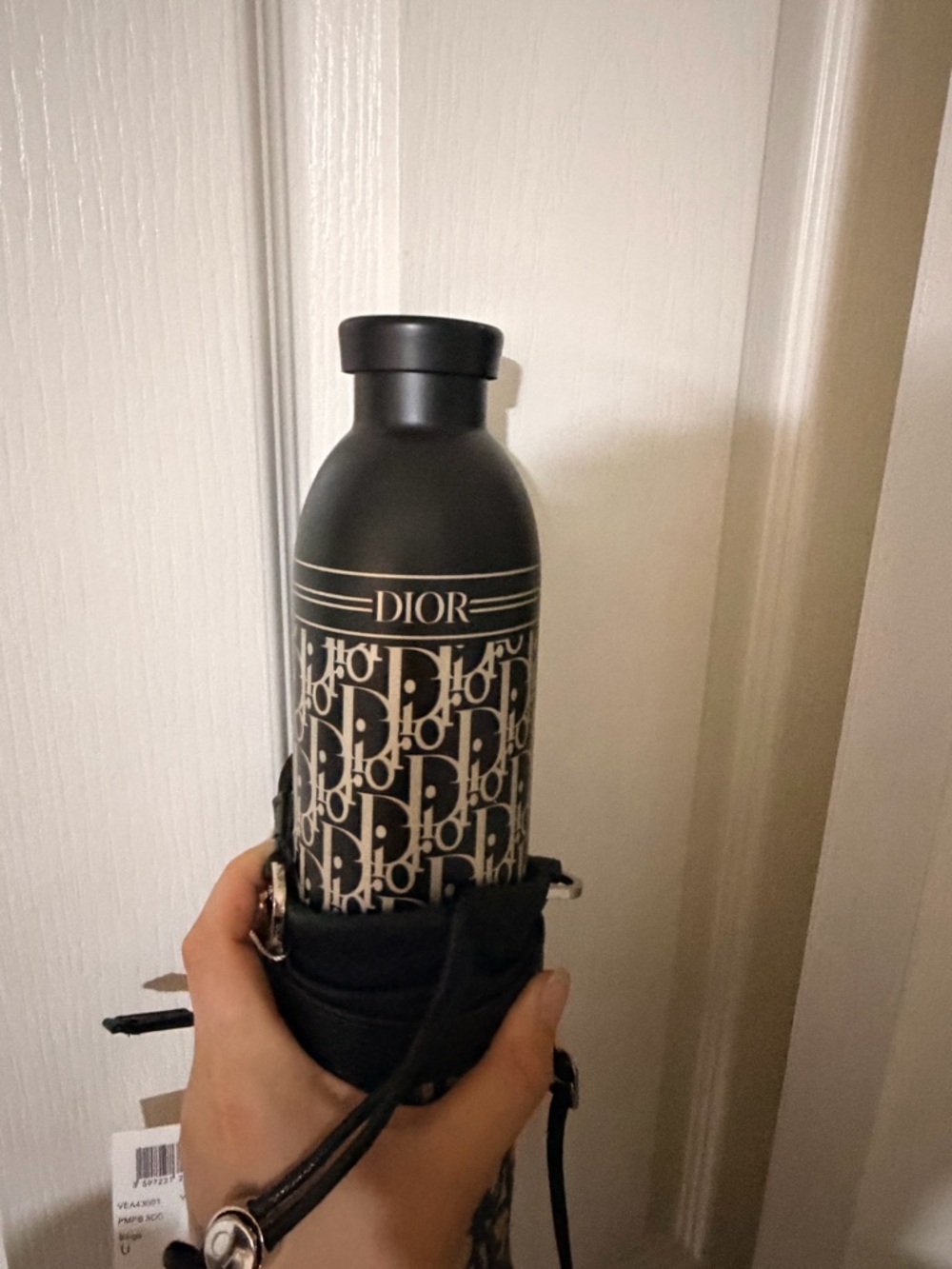 Dior Black Monogram Logo Water Bottle